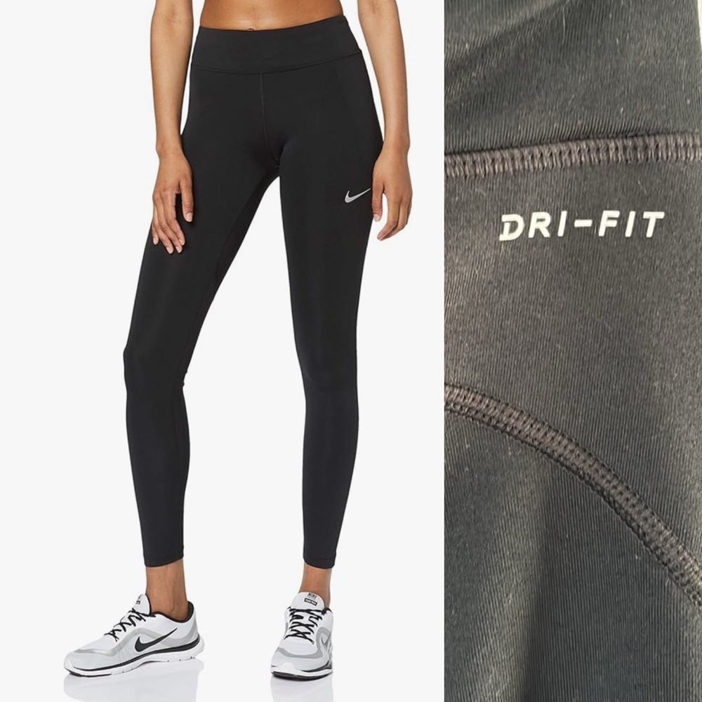 Nike Running Leggings Tight Athletic Athleisure Sz Medium Reflective Full Length